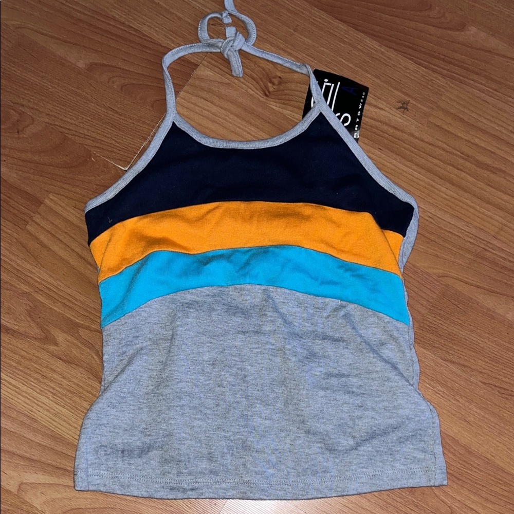 Colorblock Halter Girls Halter Top - Navy, Gold, Teal, Gray